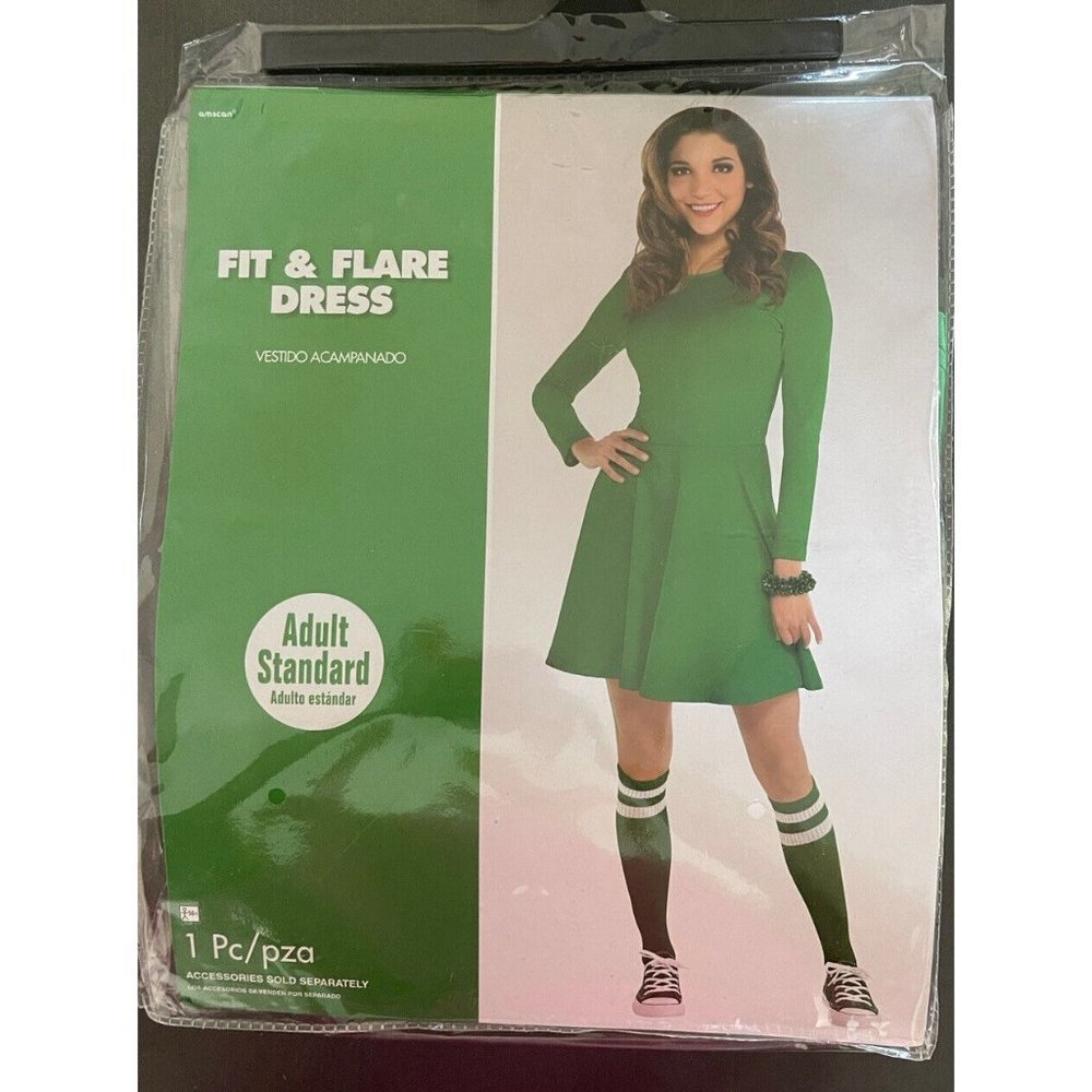 Amscan Fit  & Flare Green Dress‎ Womens Halloween Costume Up To Size 8 Cosplay